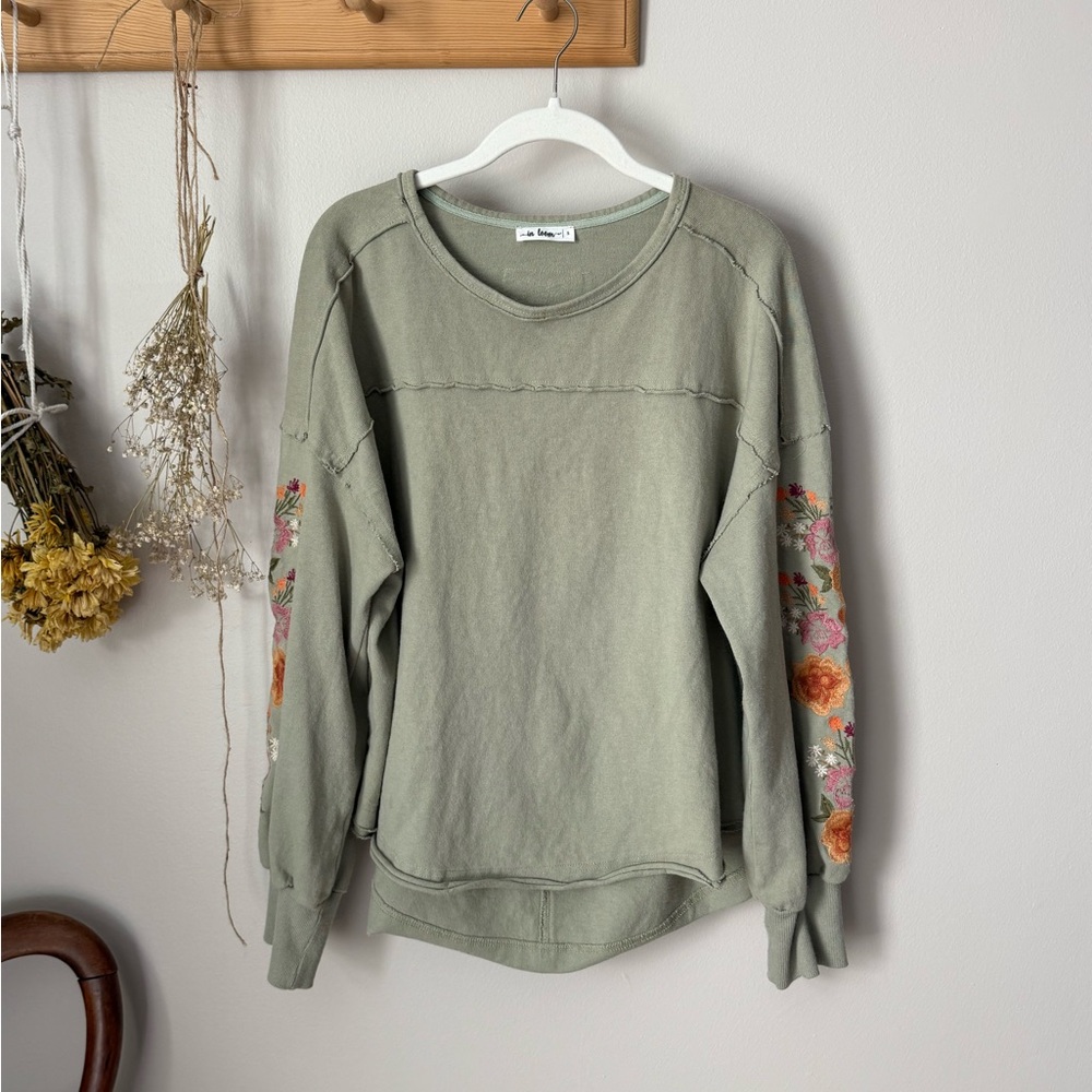 Three Bird Nest Doriane Embroidered Top - Sage - S